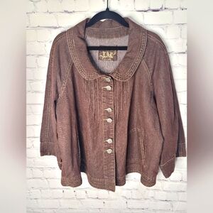 LAL Brown‎ Slouchy Oversized Lightweight Jean Jacket